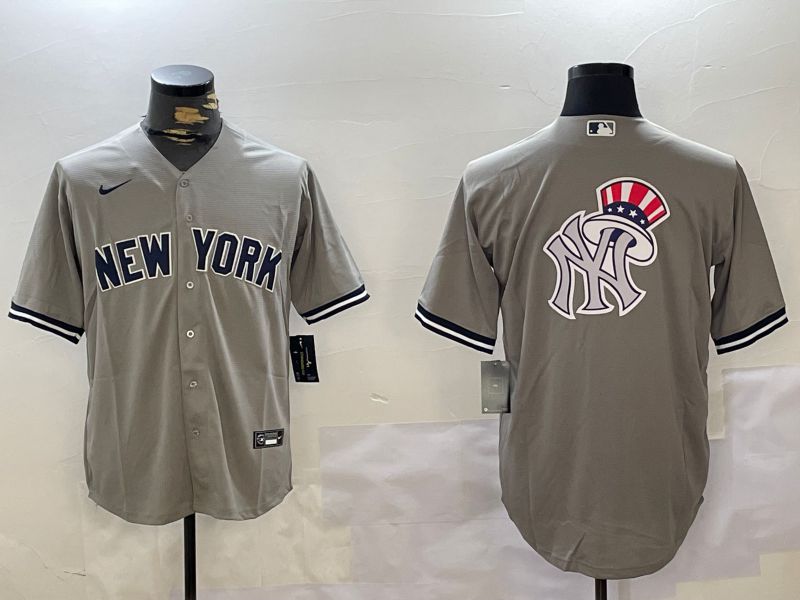 Men New York Yankees Blank Grey Game 2024 Nike MLB Jersey style 10276->new york yankees->MLB Jersey